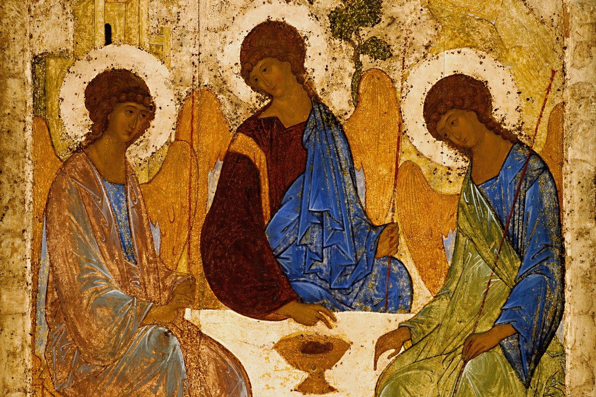 Os três anjos à mesa de Abraão, ícone da Trindade de Andrei Rublev