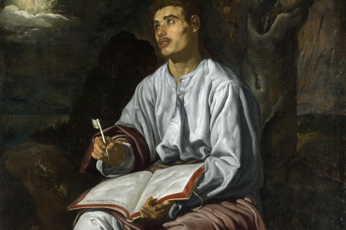 Saint John writing the Apocalypse on Patmos, painting by Velázquez